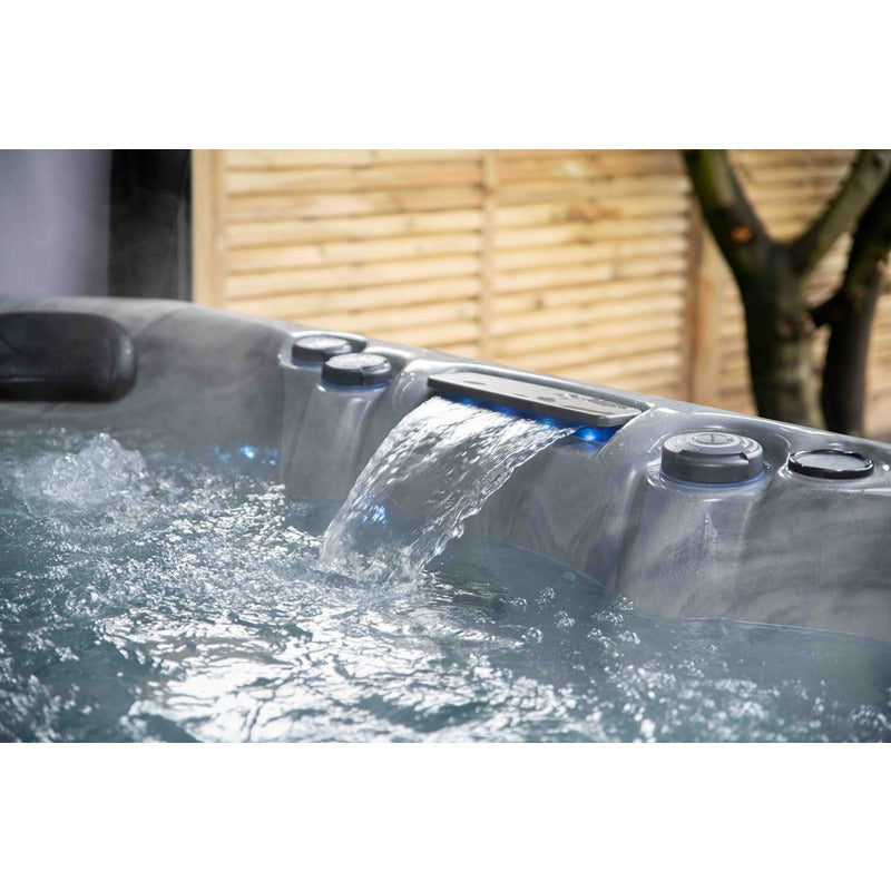 Detailed view of the Colombo whirlpool with active waterfall function and LED lighting - a stylish highlight for relaxing spa moments.